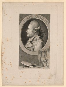 Portret Daniele Chodoieckiego, Frontyspis do „Neue Bibliotheh der sönen Wissenschaften”, Lipsk, Niemcy, 1780 autorstwa Christian Gottlieb Geyser