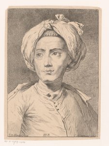 Portret mężczyzny, prawdopodobnie autoportret Christiana Gottlieba Wernera autorstwa Christian Gottlieb Werner (prentmaker)