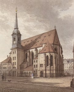 Akwarela przedstawiająca drezdeński kościół Sophienkirche autorstwa Christian Gottlob Hammer
