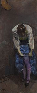 Dziewczyna, która wiąże podwiązkę autorstwa Christian Krohg
