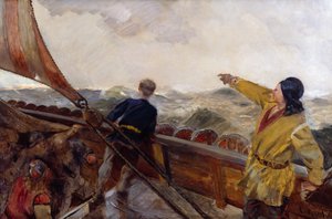 Leiv Eiriksson odkrywa Amerykę autorstwa Christian Krohg