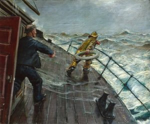 Człowiek za burtą (olej na płótnie) autorstwa Christian Krohg