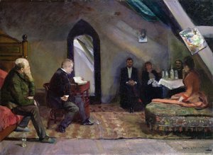Czytanie w studio autorstwa Christian Krohg