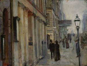 Róg ulic Karl Johan i Dronningen autorstwa Christian Krohg
