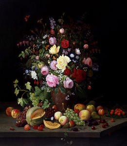 Martwa natura z kwiatów i owoców. Obraz Christiana Mollbacka (1853-1921) Kolekcja prywatna. autorstwa Christian Mollback