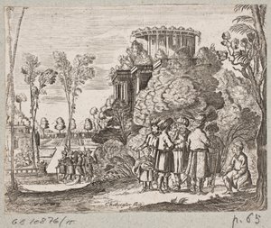 Ilustracja do Adama Oleariusa, „Perski Rosenthal genialnego poety Schicha Saadi […]”, Szlezwik 1660 autorstwa Christian Rothgiesser