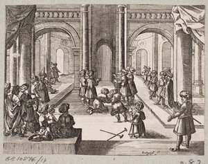 Ilustracja do Adama Oleariusa, „Perski Rosenthal genialnego poety Schicha Saadi […]”, Szlezwik 1660 autorstwa Christian Rothgiesser