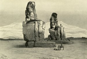 Kolosy Memnona w Tebach, Egipt, 1898. autorstwa Christian Wilhelm Allers