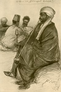 Mężczyzna palący fajkę wodną na pokładzie parowca „Hatasoo”, Egipt, 1898 r. autorstwa Christian Wilhelm Allers