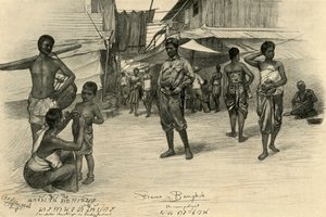 Scena uliczna, Bangkok, Syjam, 1898. autorstwa Christian Wilhelm Allers
