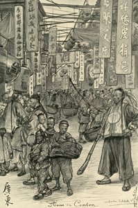 Scena uliczna, Kanton, Chiny, 1898 r. autorstwa Christian Wilhelm Allers