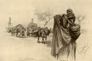 Kobieta i dziecko w pobliżu mostu Kobri el Gezira, Kair, 1898 r. autorstwa Christian Wilhelm Allers