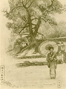 Kobieta z parasolką, Nagasaki, Japonia, 1898. autorstwa Christian Wilhelm Allers
