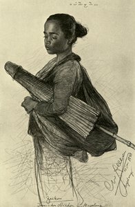 Młoda kobieta z parasolką, Magalang, Jawa, 1898. autorstwa Christian Wilhelm Allers