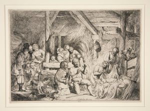 Adoracja pasterzy autorstwa Christian Wilhelm Ernst Dietrich