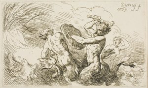 Bitwa Trytonów autorstwa Christian Wilhelm Ernst Dietrich