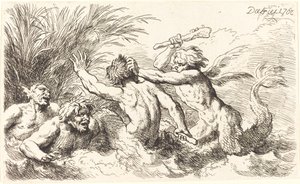 Walka z Trytonami autorstwa Christian Wilhelm Ernst Dietrich