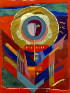 Czerwony anioł, ok. 2005 (tempera jajowa na gessoed panel ze złotem płatkowym)