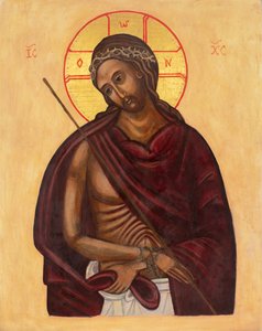 Ikona Matki Boskiej Bolesnej, 2011 (tempera jajowa, płatki złota, drewno)