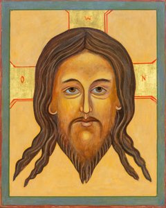 Ikona Mandylionu, 2010 (tempera jajowa, płatki złota, drewno)