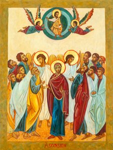 Wniebowzięcie, 2001 (tempera jajowa, płatki złota, drewno)