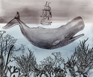 Statek do obserwacji wielorybów w głębinach oceanu autorstwa Christine Lindstrom