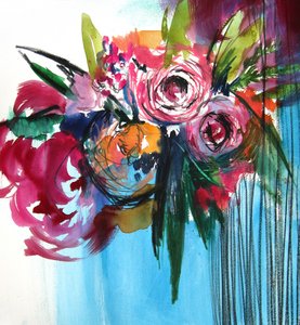 Żywe, abstrakcyjne kwiaty autorstwa Christine Lindstrom