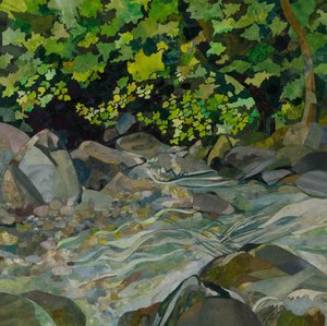 Honister Stream, 2023 (kolaż na papierze malowany akwarelą) autorstwa Christine McKechnie