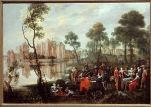 Przekąska w Gallant Scene Park. Obraz Christophe Van der Lamen (1606-1651)