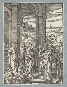 Faryzeusze i uczeni w piśmie proszą o znak Chrystusa autorstwa Christoffel van Sichem (II)