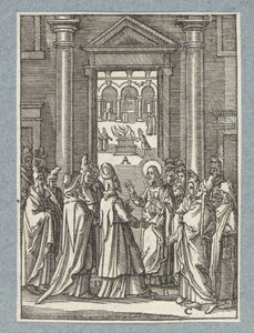 Debata z saduceuszami i faryzeuszami autorstwa Christoffel van Sichem (II)