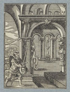 Głowa Saula zostaje sprowadzona do świątyni Filistynów autorstwa Christoffel van Sichem (II)