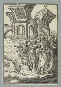 Mojżesz dzieli wodę swoją laską autorstwa Christoffel van Sichem (II)