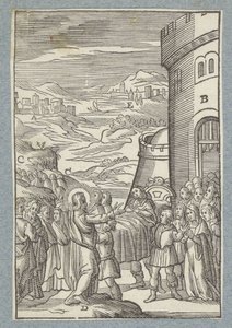 Wychowanie syna wdowy z Nain autorstwa Christoffel van Sichem (II)