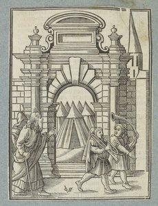 Do zwołania wspólnoty używa się dwóch srebrnych trąb autorstwa Christoffel van Sichem (II)