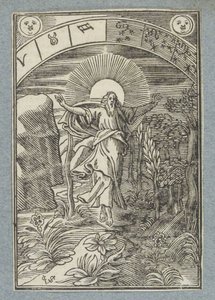 Czwarty dzień stworzenia: stworzenie słońca, księżyca i gwiazd autorstwa Christoffel van Sichem (II)