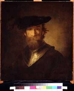 Stary żołnierz w czarnym berecie. Stary żołnierz w czarnym berecie. Obraz Christophera Paudissa (1630-1666). Sztuka niemiecka XVII wieku. Muzeum Sztuk Pięknych im. Puszkina w Moskwie. autorstwa Christoph Paudiss