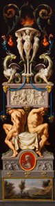Studium do kompozycji z Ignudiami i groteskami oraz alegorią rzeźby, ok. 1776 (olej na płótnie) autorstwa Christoph Unterberger