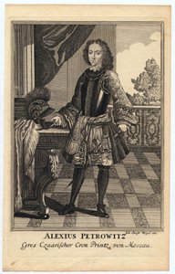 Portret carewicza Aleksieja Pietrowicza Rosji (1690-1718) (Alexis Pietrowicz Romanow) - Wiegel, Christoph (1654-1725) - 1710 - Miedzioryt - 31,2x19,7 - Kolekcja prywatna