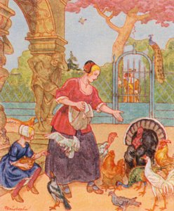 Geflugelhof / Ferma drobiu (kolorowa litografia)