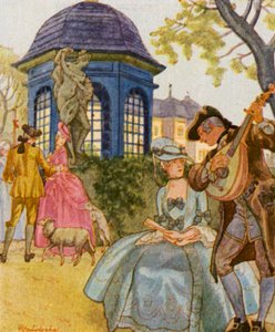 Schaferspiel / Shepherd Game (kolorowa litografia)