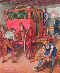 Stellmacherei / Wheelwright (kolorowa litografia)