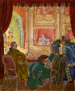 Theaterloge / Theater Box (kolorowa litografia)