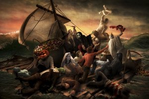 Pływa cała gromada potworów z Halloween autorstwa Christophe Kiciak