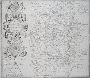 Mapa Wiltshire, grawerowana przez Williama Weba, opublikowana w 1645 r. (Grawerowanie) autorstwa Christopher (after) Saxton