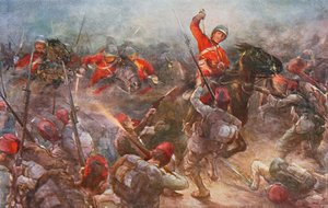 Szarża kawalerii Drury Lowes w Kassassin, 28 sierpnia 1882, ilustracja z „Brytyjskich bitew na lądzie i morzu” pod redakcją Sir Evelyna Wooda (1838-1919) 1915