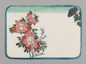 Mała kartka z chryzantemami i Morning Glory, ok. 1880 r. Akwarela