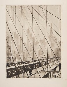 Patrząc przez Most Brookliński, wyd. 1921. autorstwa Christopher Richard Wynne Nevinson