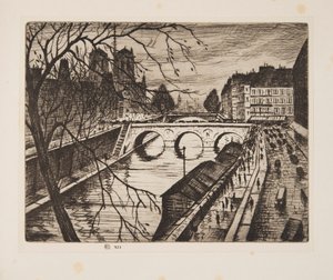 Notre Dame, The Quays of Paris, wyd. 1931. autorstwa Christopher Richard Wynne Nevinson