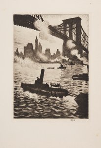 Pod Mostem Brooklińskim, pub 1921. autorstwa Christopher Richard Wynne Nevinson